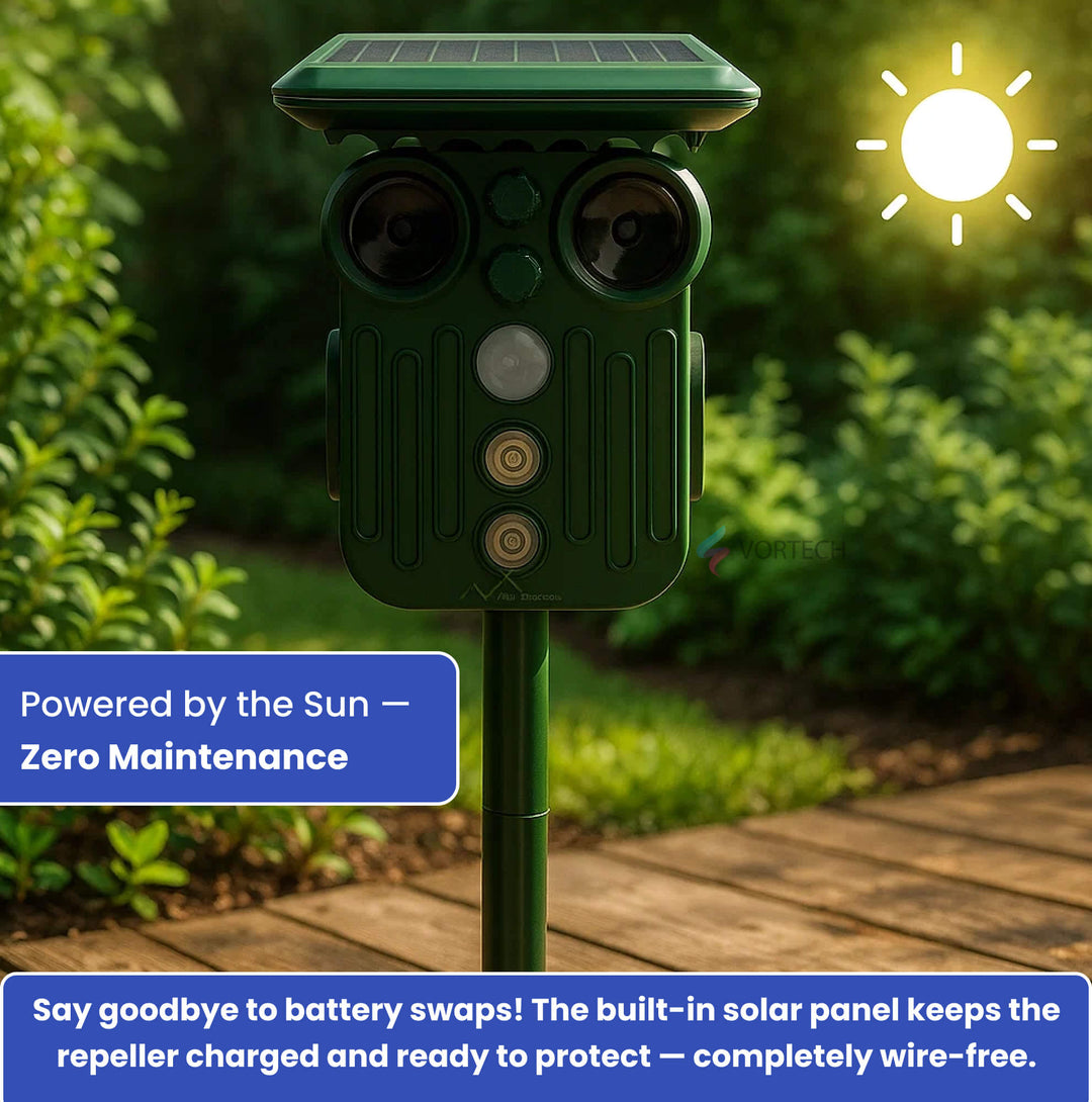 Lisslune | Ultrasonic Solar Deer Repeller | 5 Adjustable Modes. Waterproof & Eco-Friendly for Home Gardens and Yards
