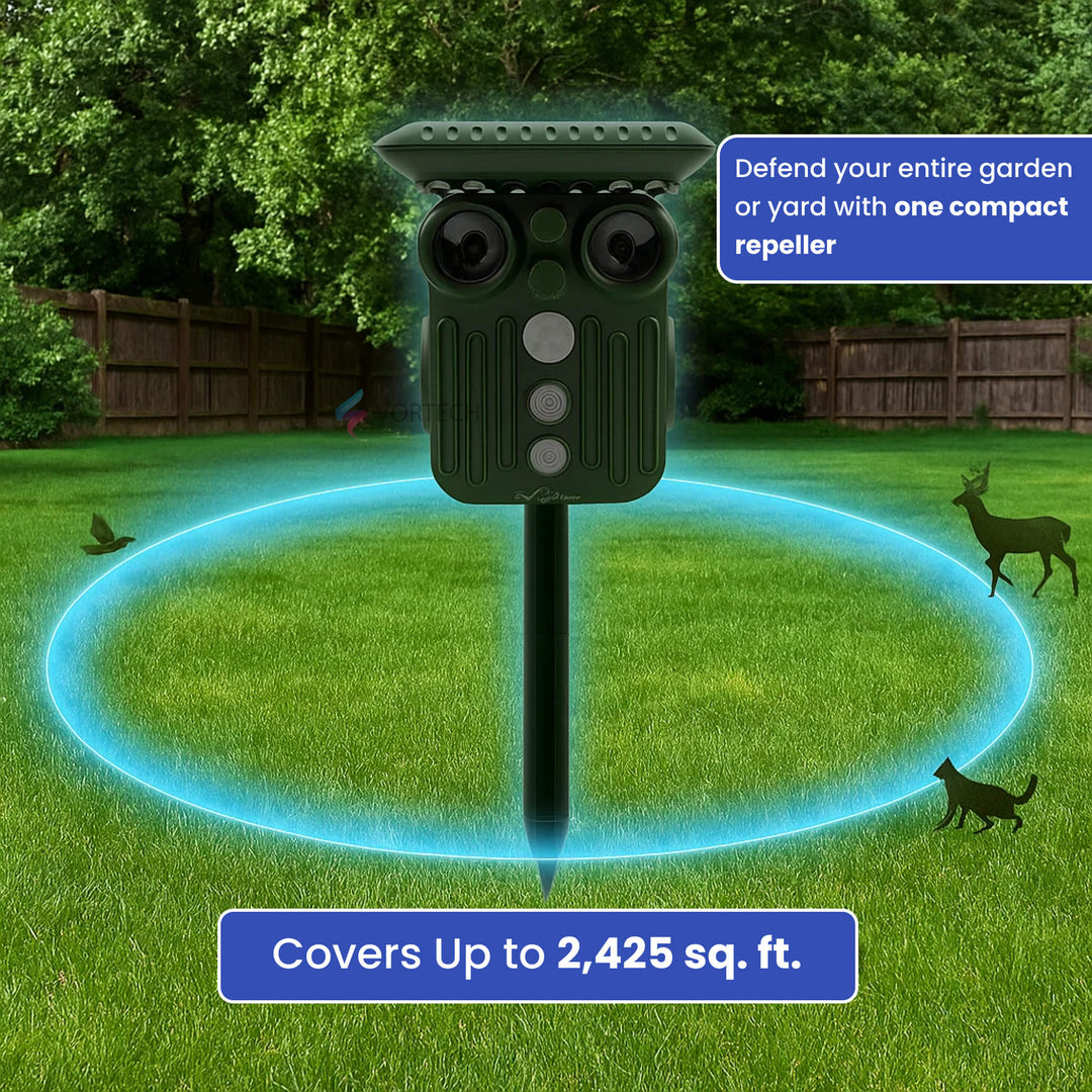 Lisslune | Ultrasonic Solar Deer Repeller | 5 Adjustable Modes. Waterproof & Eco-Friendly for Home Gardens and Yards