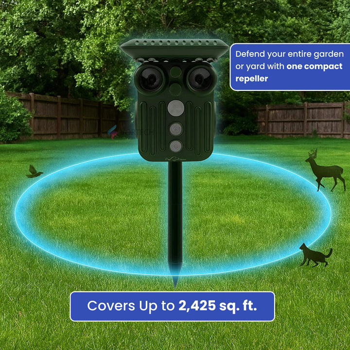 Lisslune | Ultrasonic Solar Deer Repeller | 5 Adjustable Modes. Waterproof & Eco-Friendly for Home Gardens and Yards