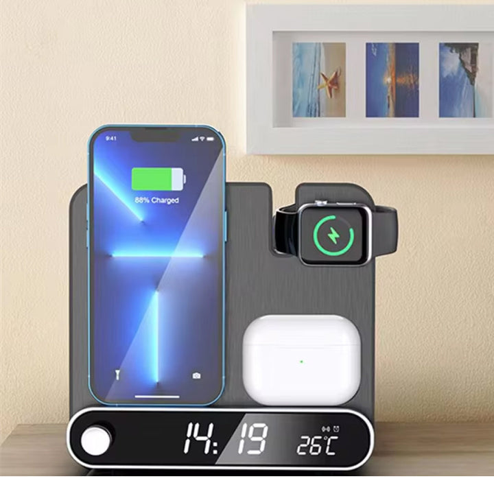 Lisslune | 3-in-1 Charging Station: Alarm Clock with iPhone Charger, Watch Stand, and Phone Charging Dock for Apple Devices