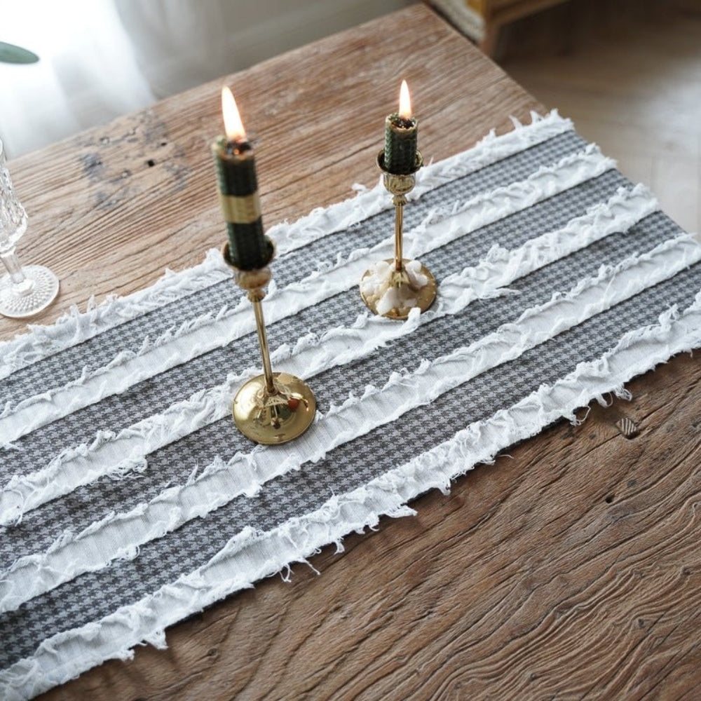 Lisslune | Frayed Fabric Strips Table Runner