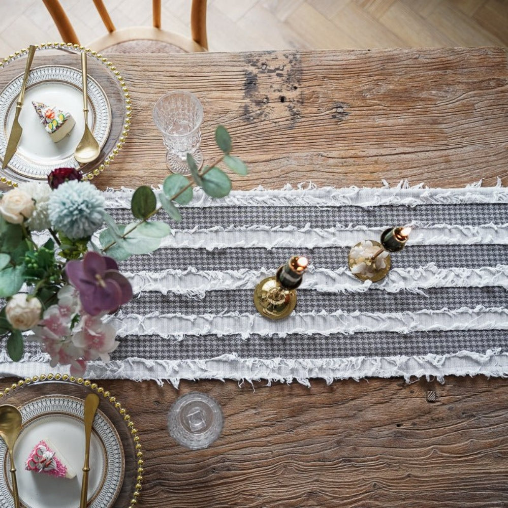 Lisslune | Frayed Fabric Strips Table Runner
