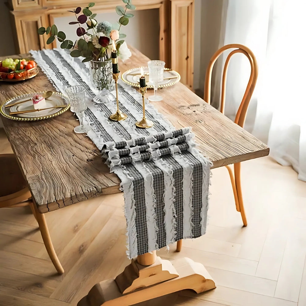 Lisslune | Frayed Fabric Strips Table Runner
