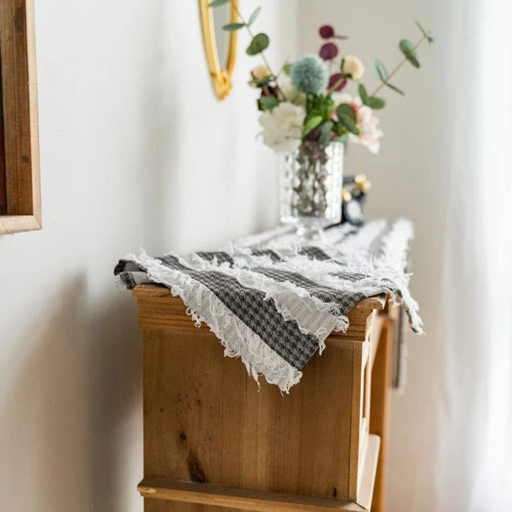 Lisslune | Frayed Fabric Strips Table Runner