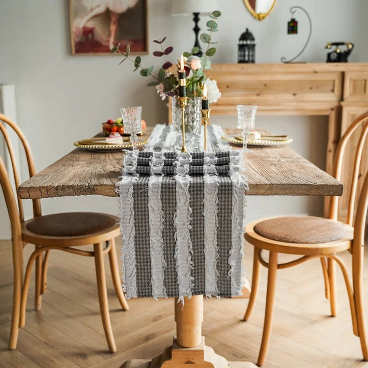 Lisslune | Frayed Fabric Strips Table Runner