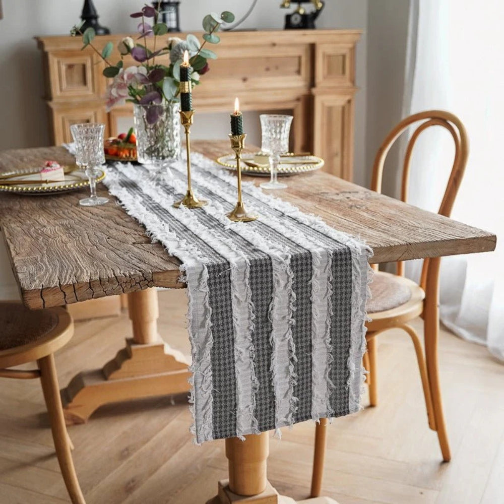 Lisslune | Frayed Fabric Strips Table Runner