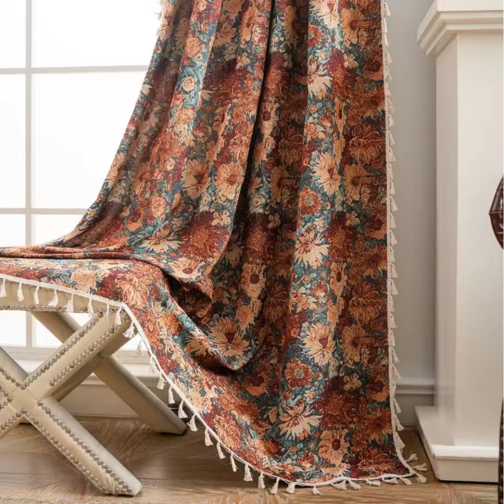 Lisslune | French Vintage Floral Tapestry Curtain