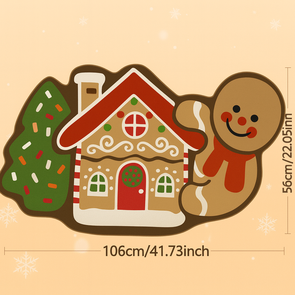 Lisslune | Frostholm Gingerbread Christmas Rug – Cozy Non-Slip Floor Mat for Festive Atmosphere