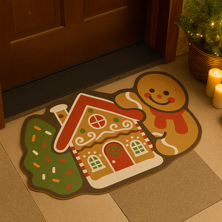 Lisslune | Frostholm Gingerbread Christmas Rug – Cozy Non-Slip Floor Mat for Festive Atmosphere