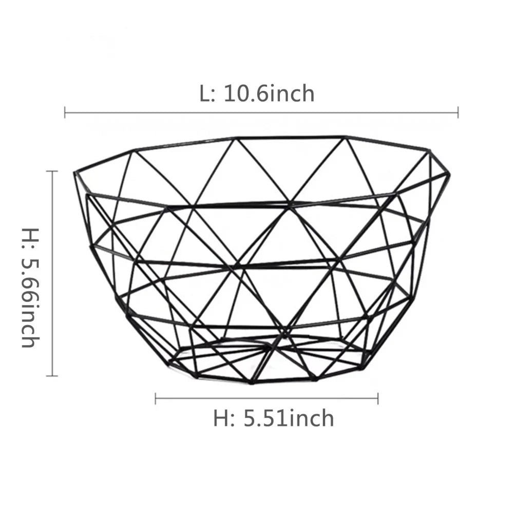 Lisslune | Fruit basket – iron – hollow drain basket – living room decor