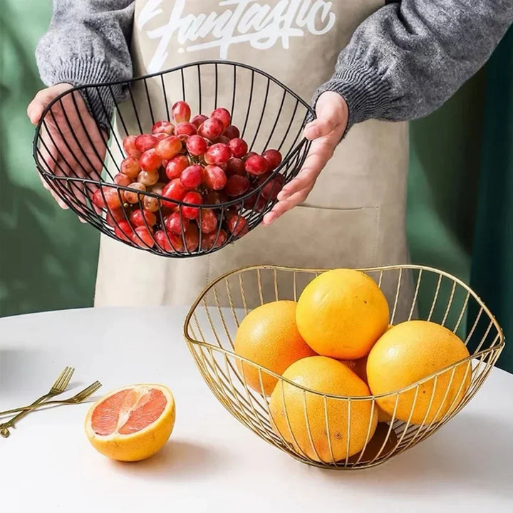 Lisslune | Fruit basket – iron – hollow drain basket – living room decor