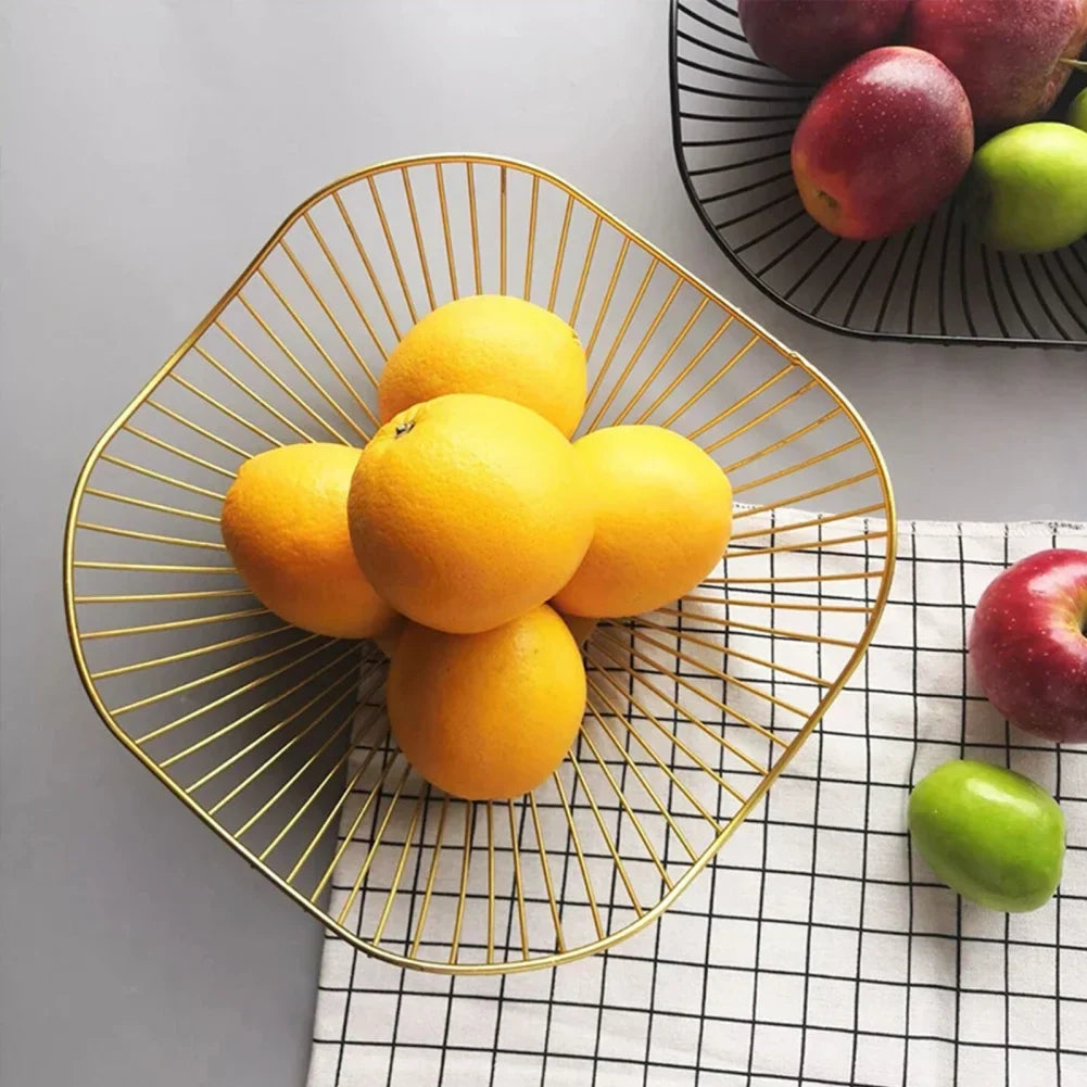 Lisslune | Fruit basket – iron – hollow drain basket – living room decor