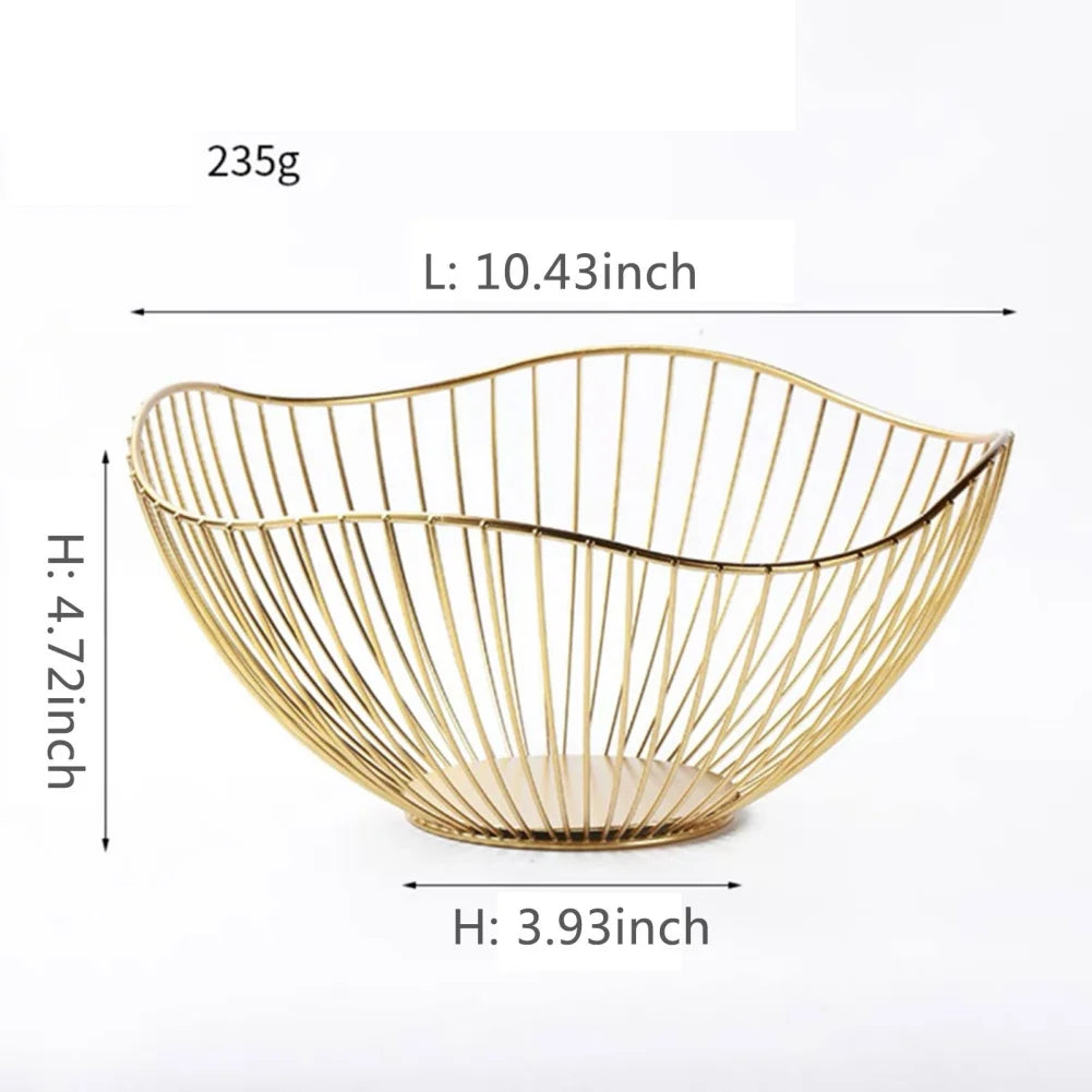 Lisslune | Fruit basket – iron – hollow drain basket – living room decor