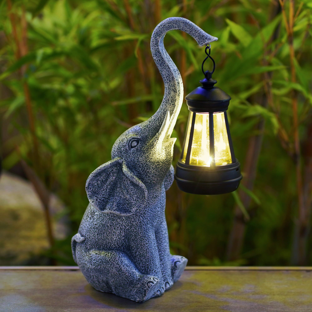 Lisslune | Solar Elephant Garden Lamp – Warm Ambient Light
