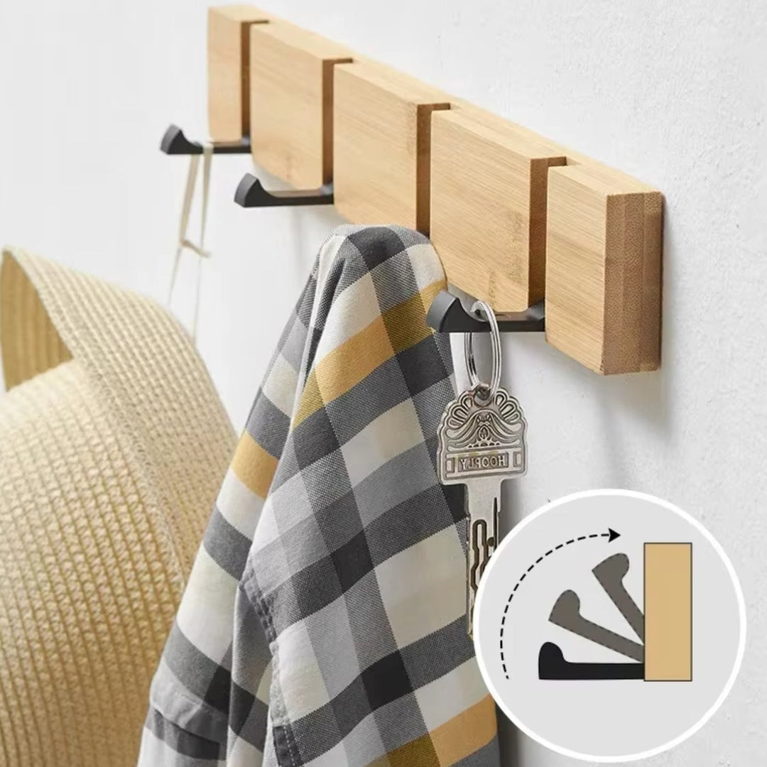 Lisslune | Functional Flip Wooden Wall Hook Rack