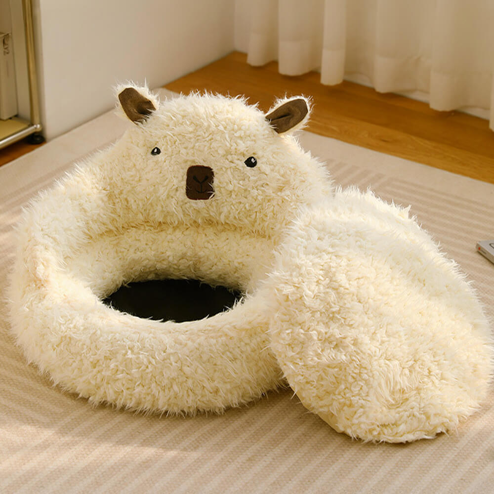 Lisslune | Alpaca-shaped, fluffy, warm, detachable dog and cat bed