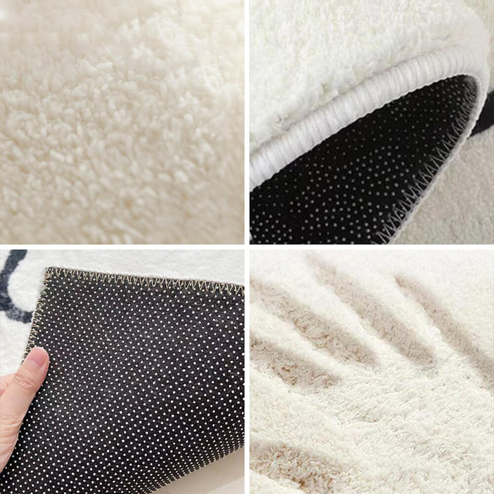 Lisslune | Faux Cashmere Checkered Cozy Nightstand Rug Irregular Shape Rug