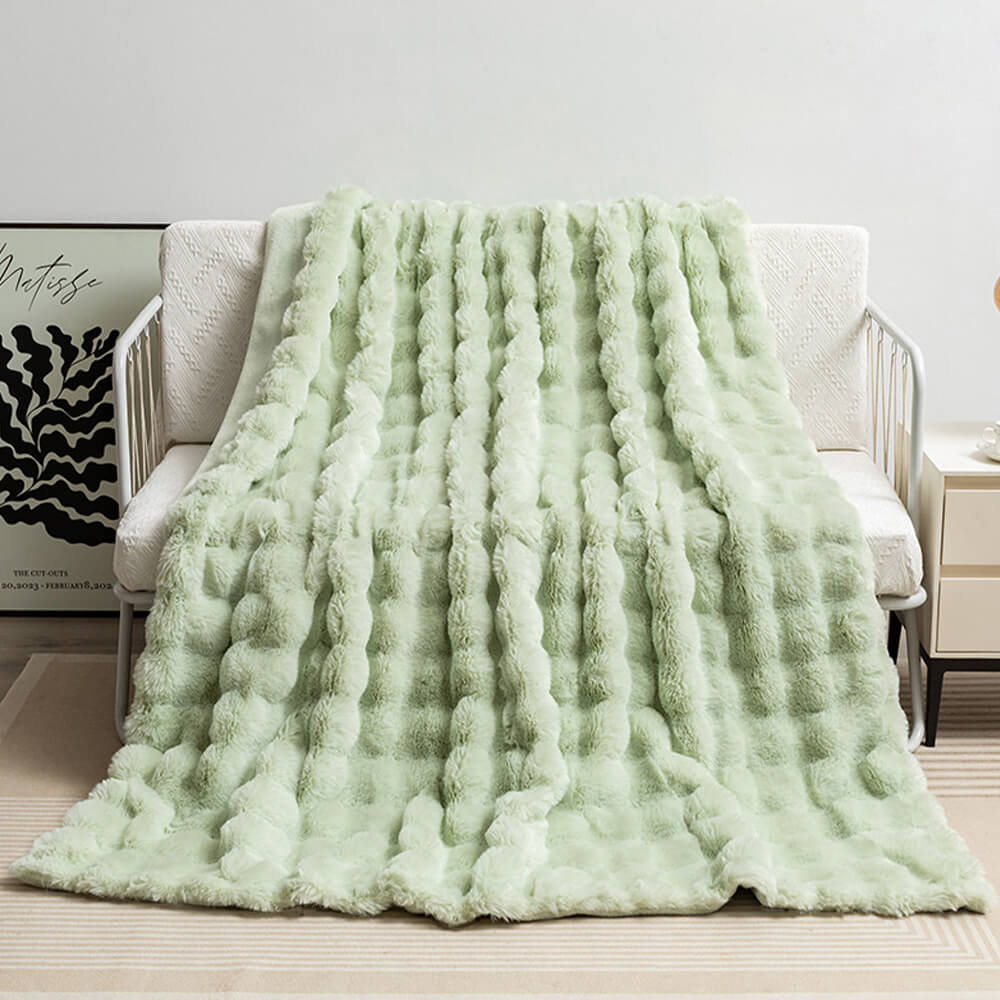 Lisslune | Premium Bubble Double Layer Thick Synthetic Rabbit Fur Blanket
