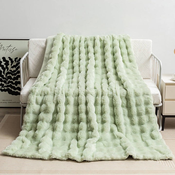 Lisslune | Premium Bubble Double Layer Thick Synthetic Rabbit Fur Blanket