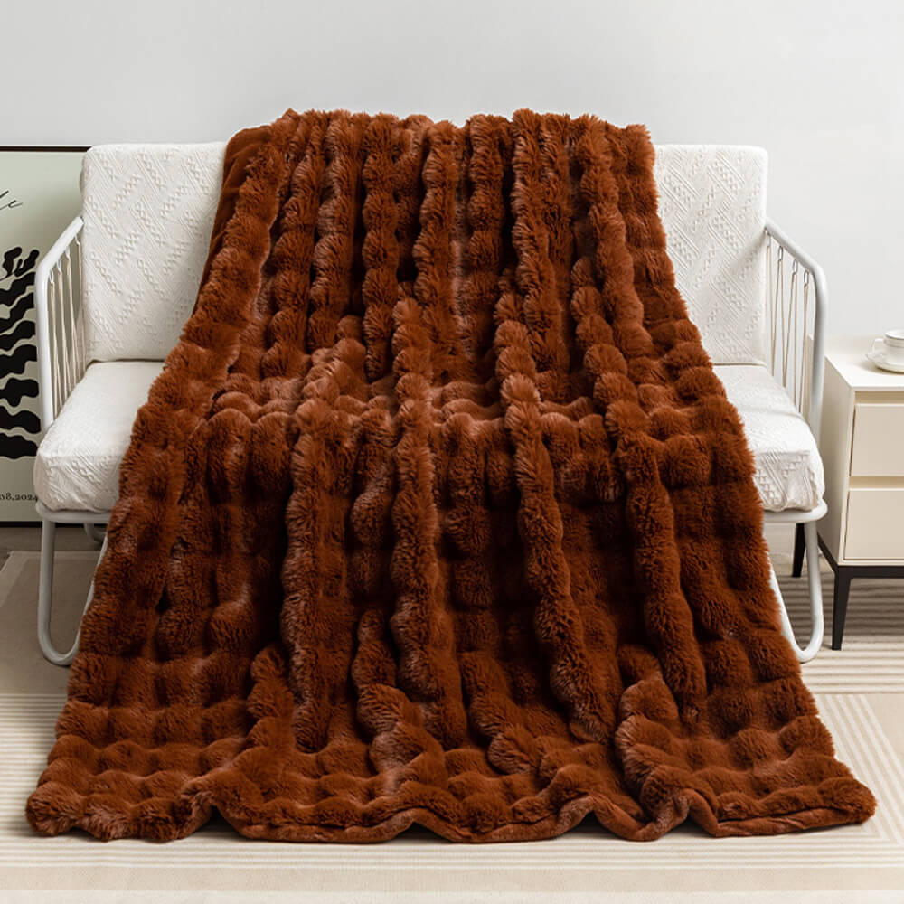 Lisslune | Premium Bubble Double Layer Thick Synthetic Rabbit Fur Blanket