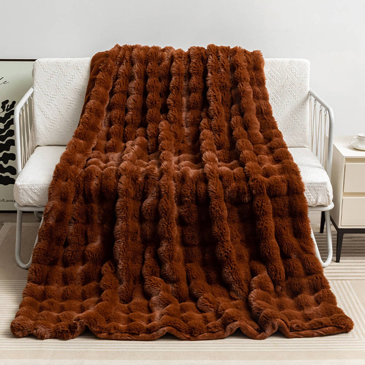 Lisslune | Premium Bubble Double Layer Thick Synthetic Rabbit Fur Blanket