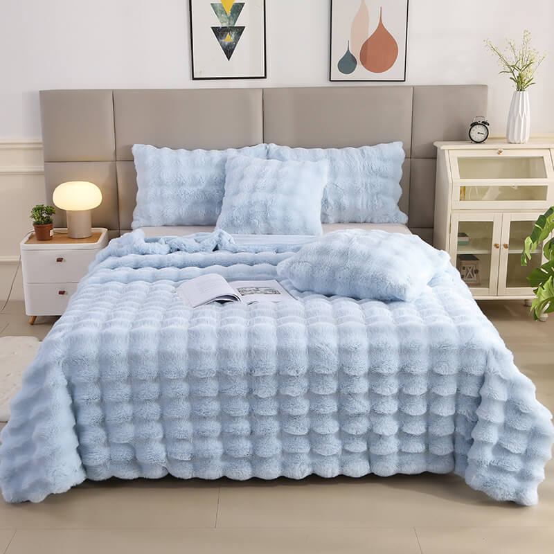Lisslune | Premium Bubble Double Layer Thick Synthetic Rabbit Fur Blanket