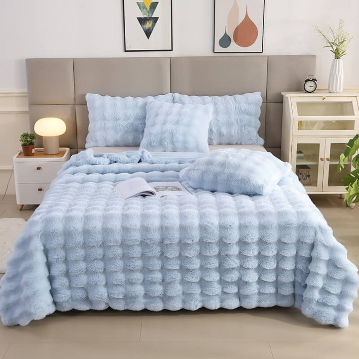 Lisslune | Premium Bubble Double Layer Thick Synthetic Rabbit Fur Blanket