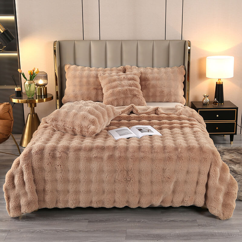 Lisslune | Premium Bubble Double Layer Thick Synthetic Rabbit Fur Blanket