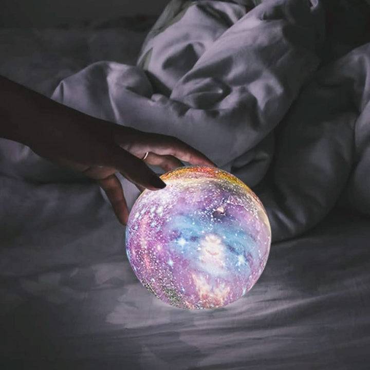 Lisslune | Galaxy Moonlamp – 3D Moon Lamp with 16 Colors & Wooden Stand for Ambient Lighting