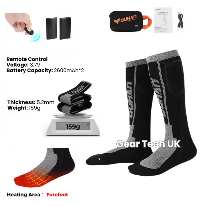 Lisslune | Rechargeable Heated Ski Socks & Foot Warmers – Electric Thermal Socks for Skiing, Snowboarding & Winter Sports UK