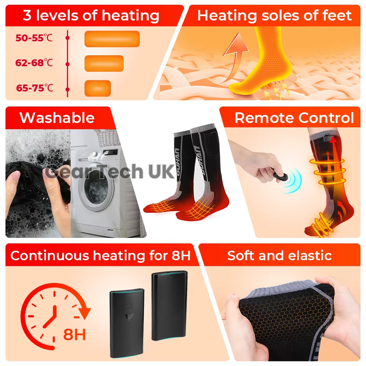 Lisslune | Rechargeable Heated Ski Socks & Foot Warmers – Electric Thermal Socks for Skiing, Snowboarding & Winter Sports UK