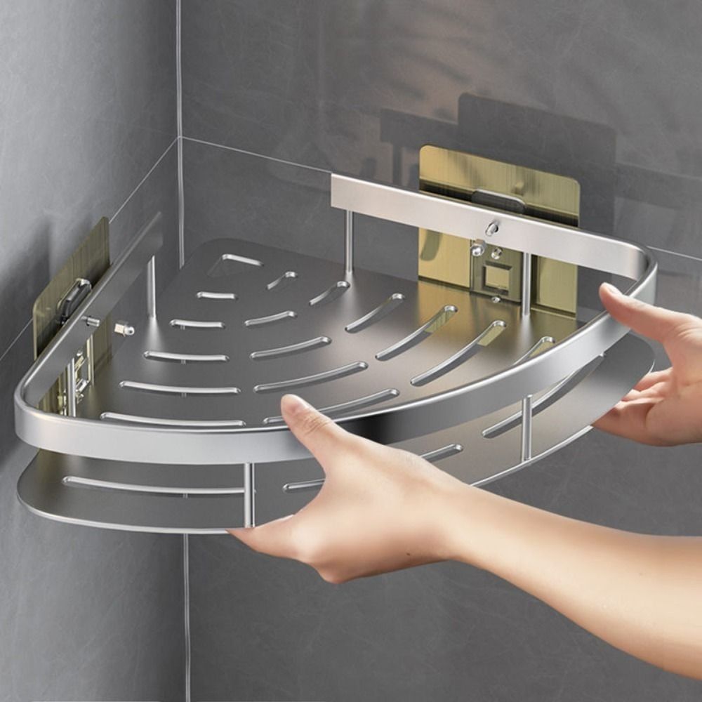 Lisslune | Corner Holder Aluminum Wall Shelf – Space-Saving Bathroom Organizer Without Drilling
