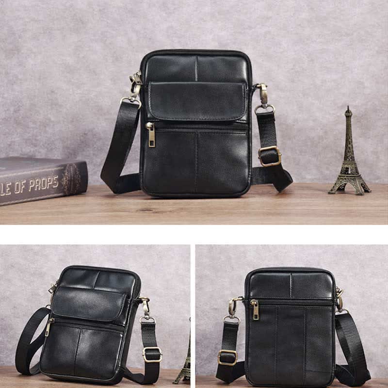 Lisslune | Men’s Small Genuine Leather Shoulder Bag – Compact Crossbody with Adjustable Strap