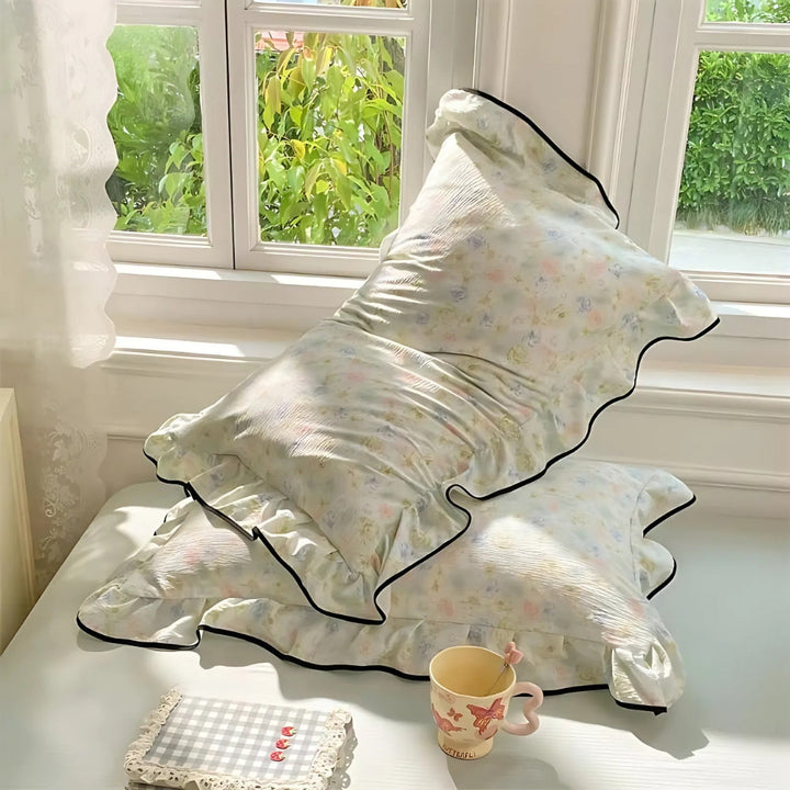 Lisslune | Gauze Floral Ruffled Lace Pillowcases
