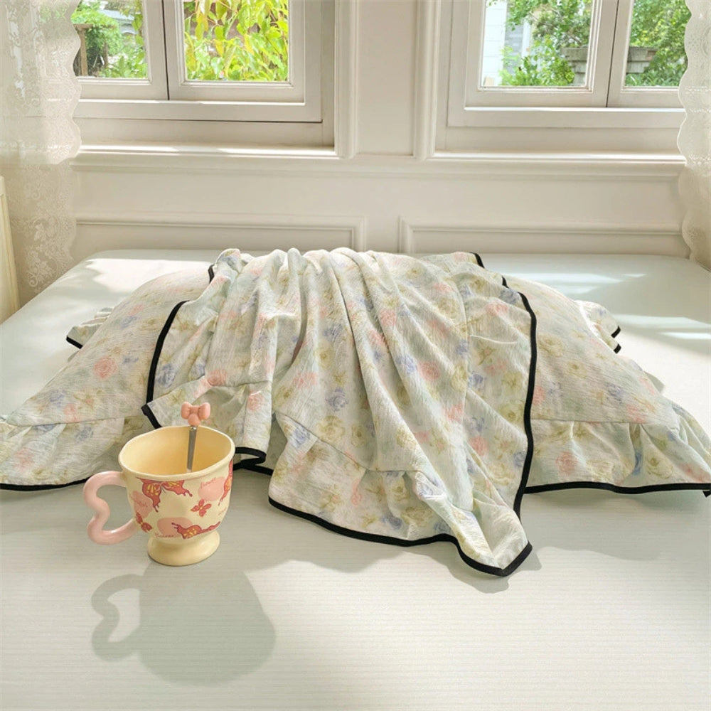 Lisslune | Gauze Floral Ruffled Lace Pillowcases