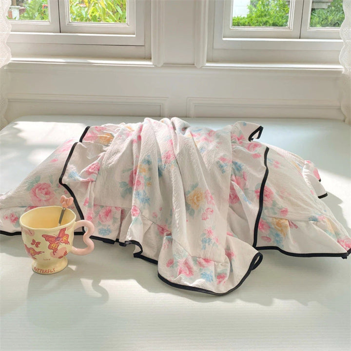 Lisslune | Gauze Floral Ruffled Lace Pillowcases