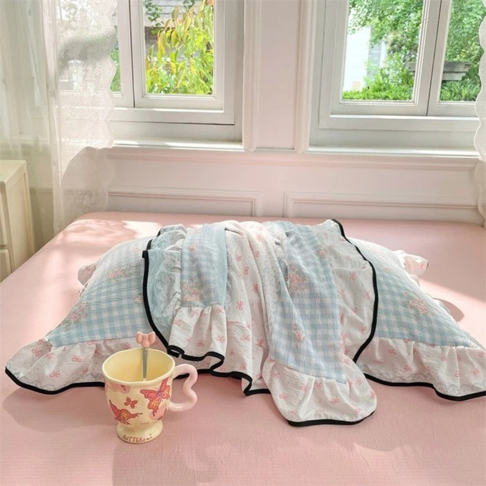 Lisslune | Gauze Floral Ruffled Lace Pillowcases