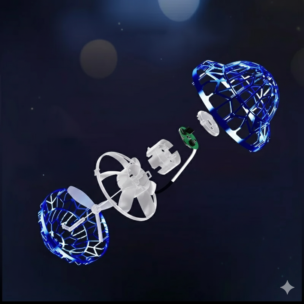 Lisslune | Hand-Operated UFO Flying Ball Toy –  Hovering Drone with LED Lights, Boomerang Effect, Perfect Christmas Gift for Kids