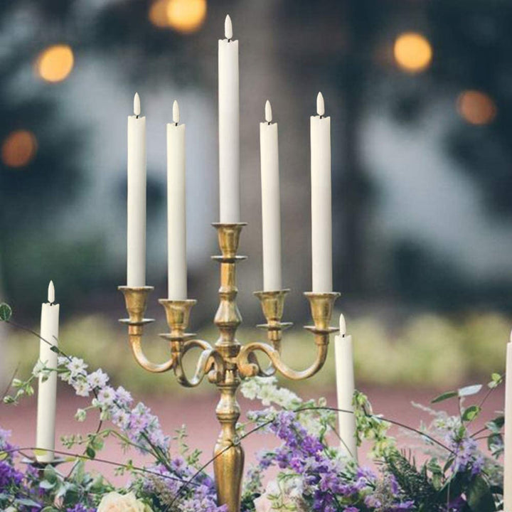 Lisslune | Flame-free flickering taper candles with 2 remote controls and timer, real wax 3D wick light window candles battery-operated, Christmas home wedding decor