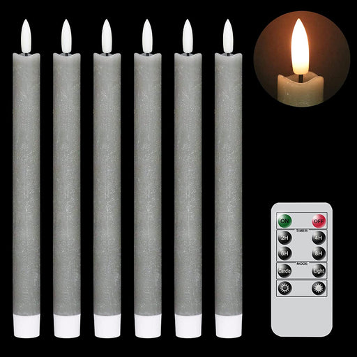 Lisslune | Flame-free flickering taper candles with 2 remote controls and timer, real wax 3D wick light window candles battery-operated, Christmas home wedding decor