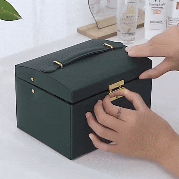 Lisslune | Large Jewelry Earing and Necklace Box Storage Holder Organizer for Women and Guys Case Stand with Drawers and Lock