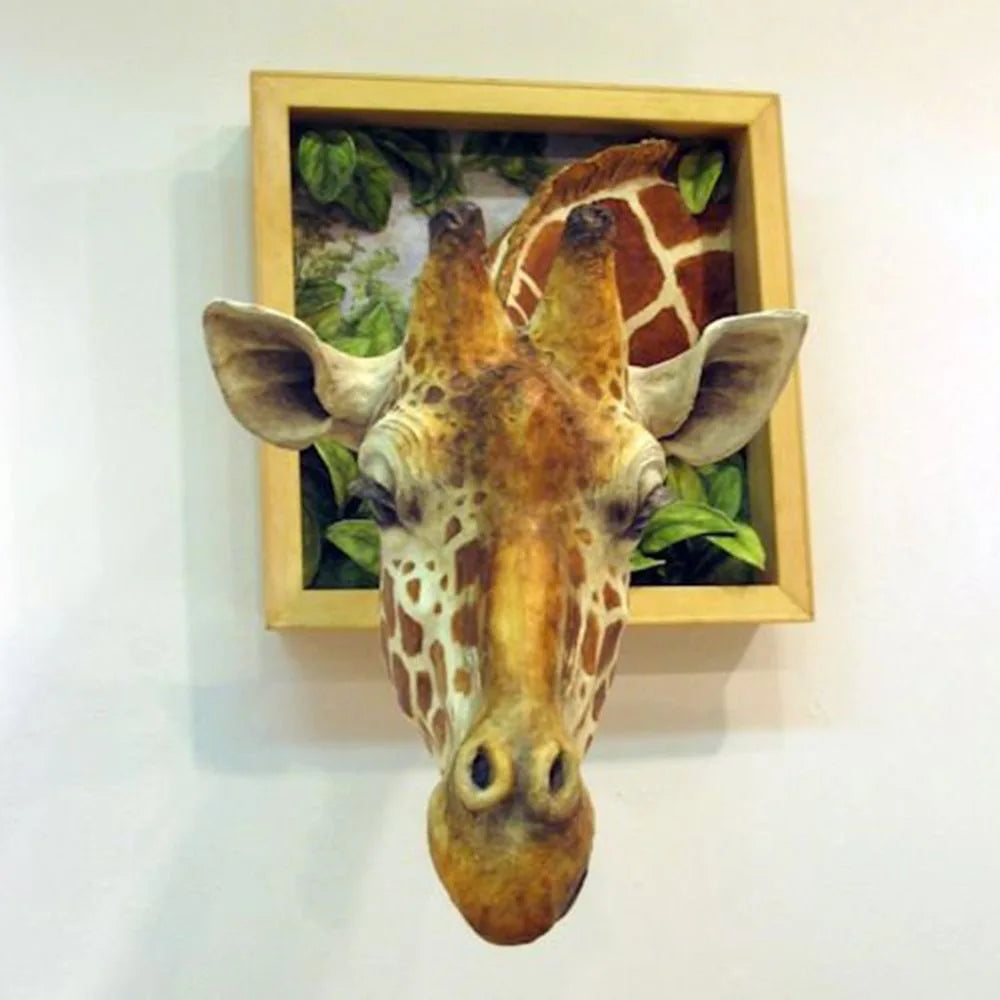 Lisslune | Giraffe Head - Wall Decoration - 3D Sculpture - Lifelike Decoration