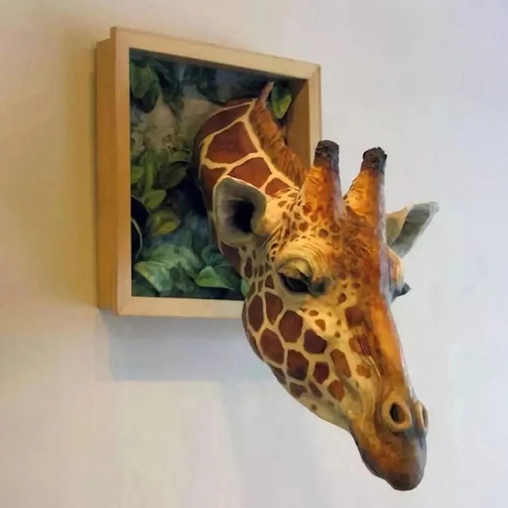 Lisslune | Giraffe Head - Wall Decoration - 3D Sculpture - Lifelike Decoration
