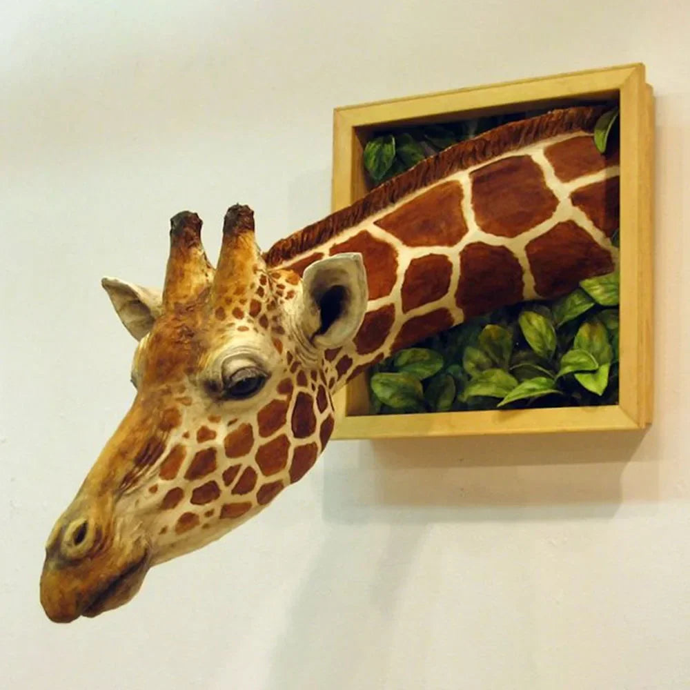 Lisslune | Giraffe Head - Wall Decoration - 3D Sculpture - Lifelike Decoration