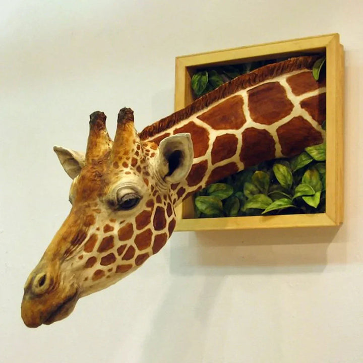 Lisslune | Giraffe Head - Wall Decoration - 3D Sculpture - Lifelike Decoration