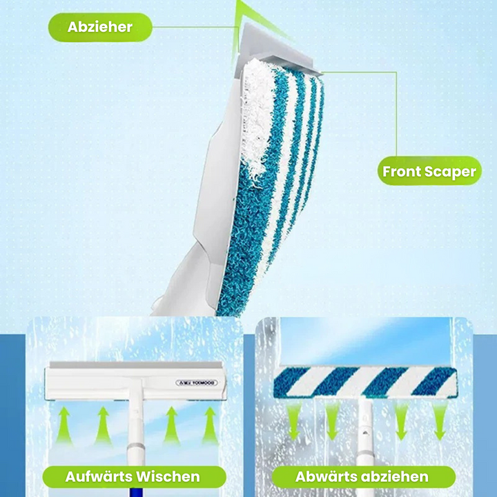 Lisslune | 3-in-1 Rotatable Window Cleaner with Telescopic Handle and Spray Function