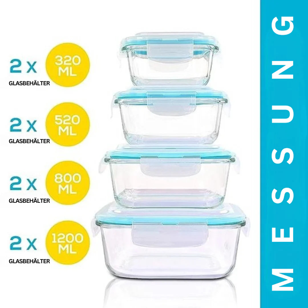 Lisslune | Glass Fresh Storage Containers Set – Airtight Storage Containers with Lid for Kitchen & Meal Prep