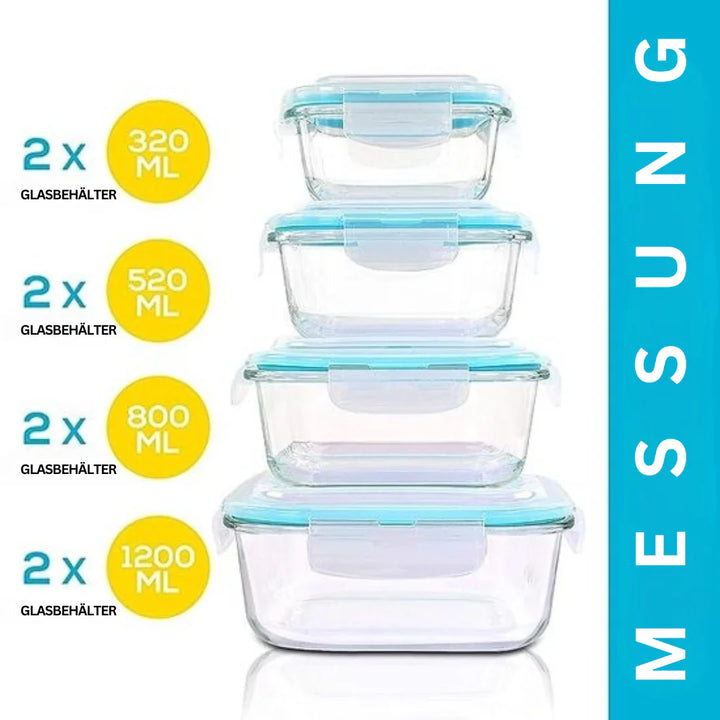 Lisslune | Glass Fresh Storage Containers Set – Airtight Storage Containers with Lid for Kitchen & Meal Prep