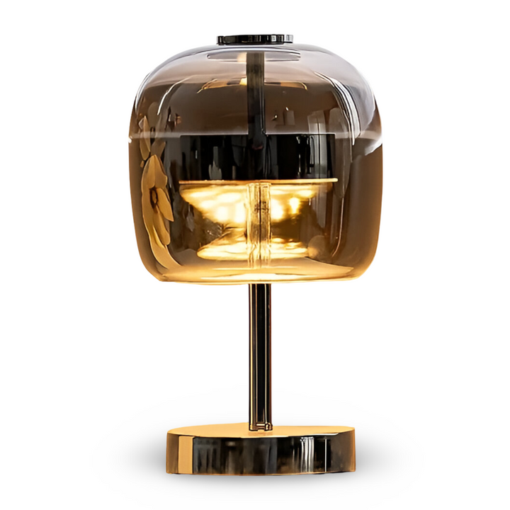 Lisslune | Gleam Glass Table Lamp – Smoky Grey USB-Powered Dimmable LED Light for Bedroom & Desk