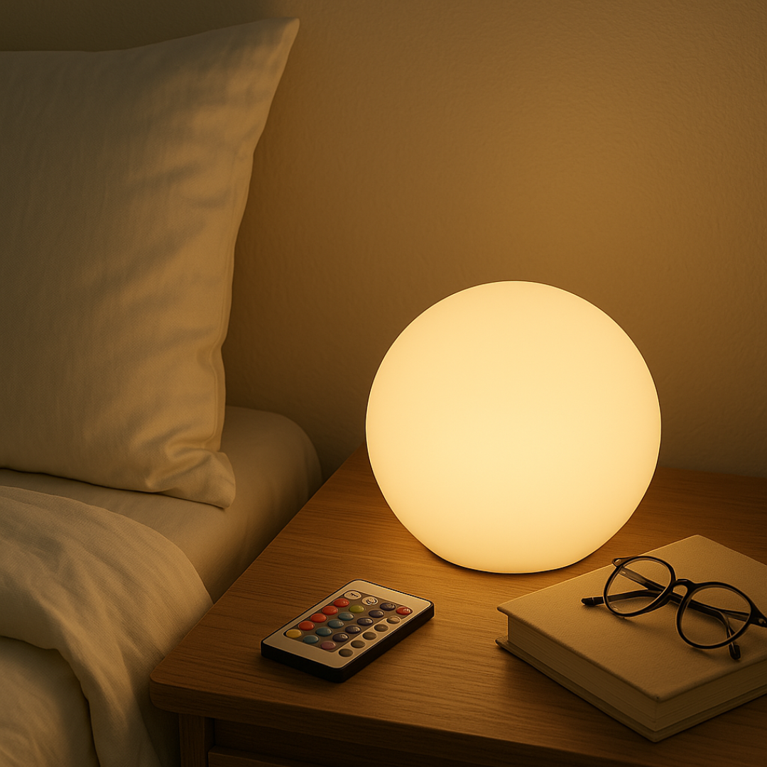 Lisslune | GlowOrb – Wireless LED Colour-Changing Table Lamp with Remote & USB Rechargeable